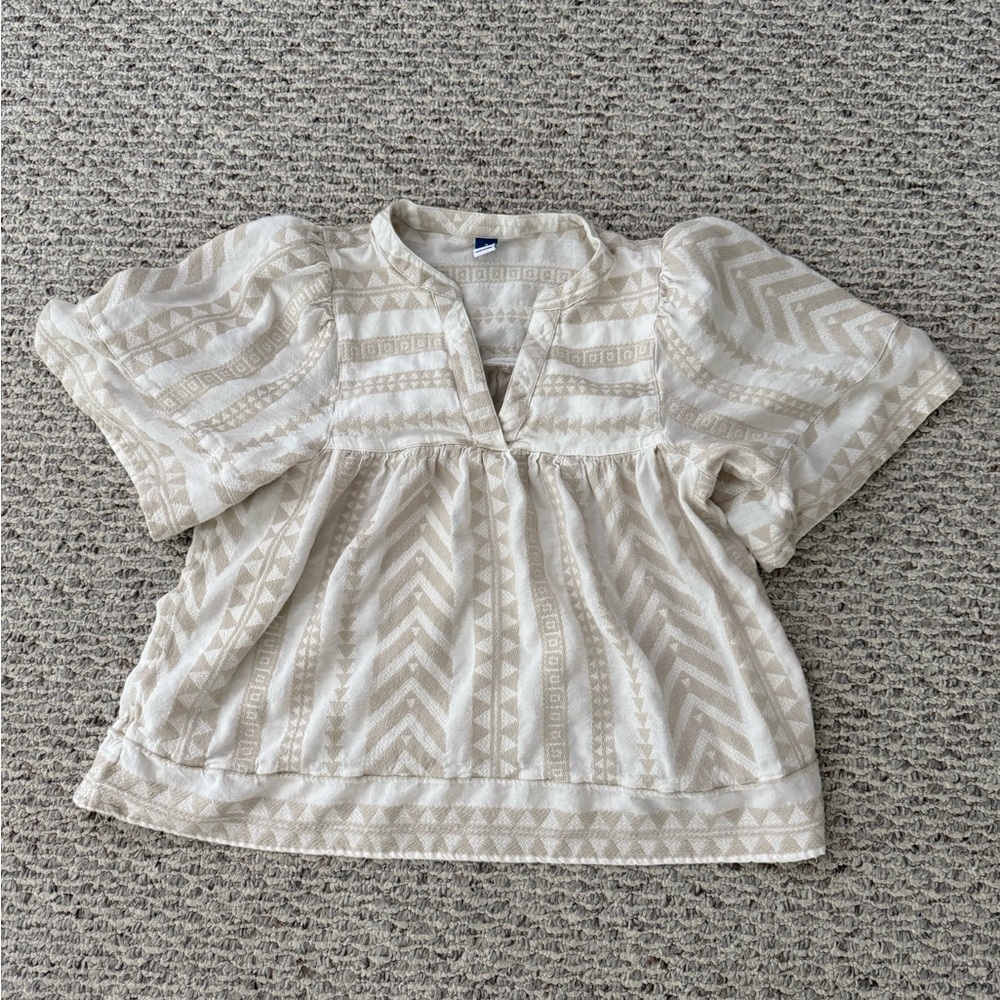 Old Navy Beige Geometric Top